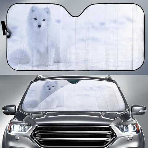 Maxcorners White Arctic Fox Car Sun Shades