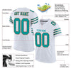 Maxcorners Custom White Aqua-Orange Mesh Authentic Football Jersey LM2605
