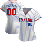 Maxcorners Custom White Black Pinstripe Red-Black Premium American Flag Fashion Baseball Jersey LM0210