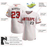 Maxcorners Custom White Navy Pinstripe Red-Navy Premium American Flag Fashion Baseball Jersey LM0210