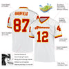 Maxcorners Custom White Red-Gold Mesh Authentic Throwback Football Jersey LM2605