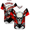 Maxcorners Custom White Red-Black 3D Skull Authentic Baseball Jersey LM2605
