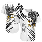 Maxcorners Custom White White-Black 3D Eagle Authentic Baseball Jersey
 LM0609