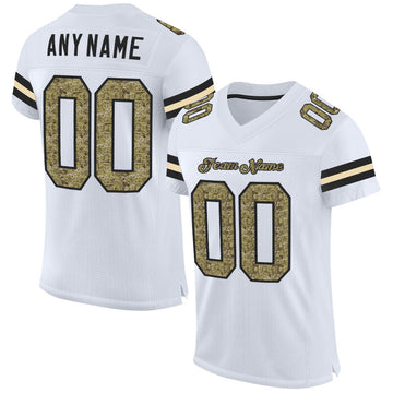Maxcorners Custom White Camo-Black Mesh Authentic Football Jersey LM2605