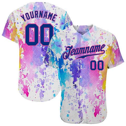 Custom White Watercolor Pattern Authentic Baseball Jersey