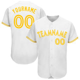 Maxcorners Custom White White-Gold Authentic Baseball Jersey
 LM0609