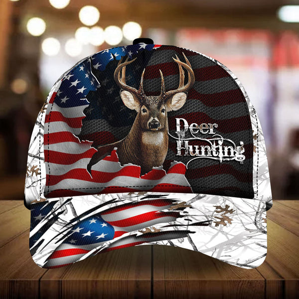 Maxcorners The Best US Flag Deer Hunting Camo Flag 3D Multicolor Personalized Cap