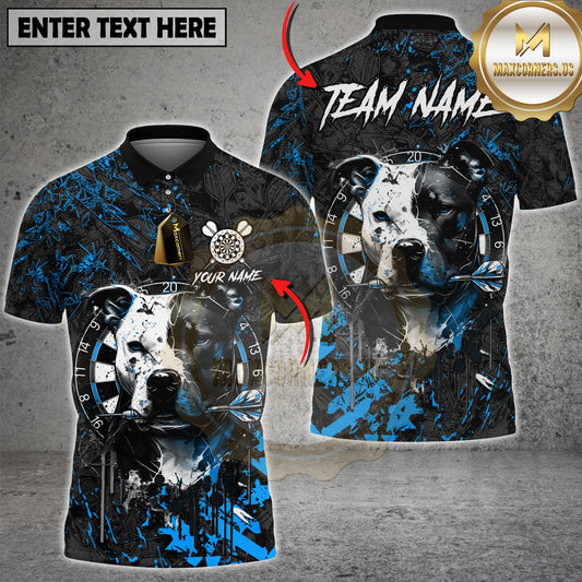 Maxcorners Pitbull Dart Player Dark Grunge Dartboard Art Multicolor Options Personalized Name, Team Name 3D Shirt (4 Colors)