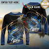 Maxcorners Fishing Water Splash Personalized Name, Team Name Long Sleeve Shirt (9 Breeds)