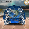 Maxcorners Fishing Tribal Blue Personalized Name, Team Name Classic 3D Cap (9 Breeds)