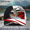Maxcorners Fishing Red White Pattern Sport Pattern Personalized Name 3D Cap (11 Breeds)