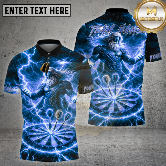 Maxcorners Darts Shirt Thunder God Lightning Power Multicolor Options Personalized Name, Team Name 3D Shirt (4 Colors)