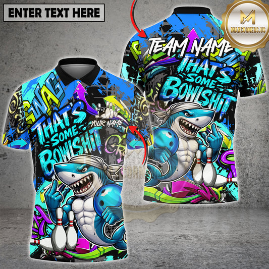 Maxcorners Shark Bowling Lightning Energy Design Multicolor Options Personalized Name, Team Name 3D Shirt (3 Colors)
