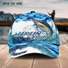 Maxcorners Fishing Blue Water Camo Pattern Sport Pattern Personalized Name 3D Cap (11 Breeds)