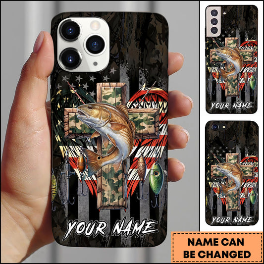 Maxcorners Redfish Fishing Camo Cross Fishing Lure Art Personalized Name Phone Case