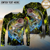 Maxcorners Fishing Neon Splash Personalized Name, Team Name Long Sleeve Shirt (9 Breeds)