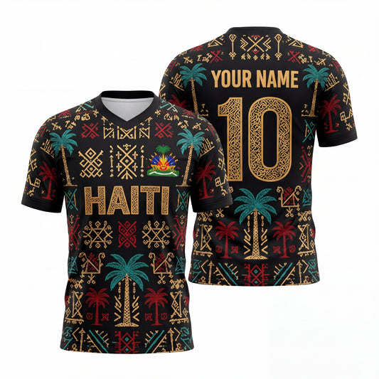 Maxcorners Haiti Soccer Enthusiast Shirt Personalized 3D Football Jersey With Custom Name Number