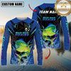 Maxcorners Saltwater Fish Fishing Neon Sport Jersey Style Personalized Name, Team Name Long Sleeve Shirt (6 Breeds)