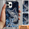 Maxcorners Fishing Blue Grunge Splash Effect Personalized Name Phone Case (10 Fish Species)