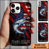 Maxcorners Fishing American Flag Patriotic Grunge Personalized Name Phone Case (10 Fish Species)