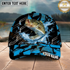 Maxcorners  Fishing Geometric Splash Dark Blue Pattern Personalized Name Classic 3D Cap (9 Breeds)