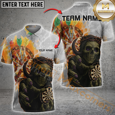 Maxcorners Flaming Skull Darts Personalized Name 3D Unisex Shirt