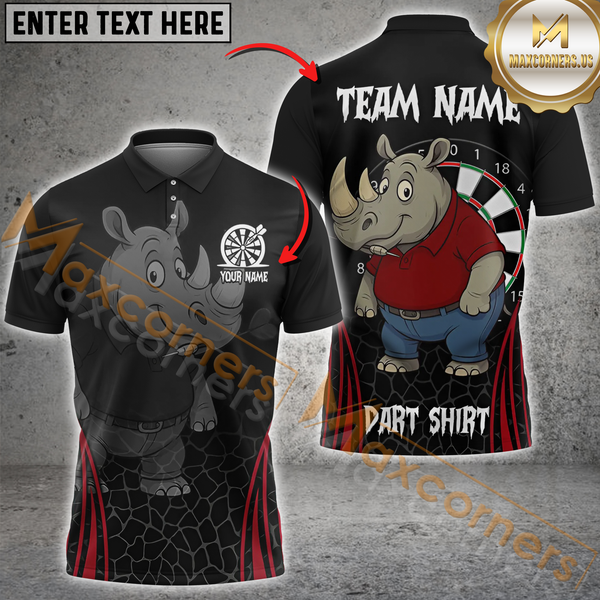 Maxcorners Funny Darts Chunky Rhino & Colorful Dartboard Personalized Name 3D Unisex Shirt