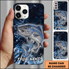Maxcorners Fishing Blue Grunge Splash Effect Personalized Name Phone Case (10 Fish Species)