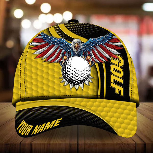 Maxcorners Golf Premium Eagle And Golf Personalized Name All Over Printed Cap