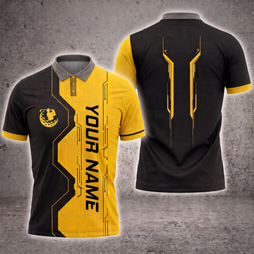 Maxcorners Cyber Gold 3D Golf Personalized Name Polo