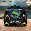 Maxcorners Fishing Black Gold Geometric Personalized Name 3D Cap  (9 Breeds)