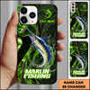 Maxcorners Fishing Green Flame Splash Golden Line Personalized Name 3D Phone Case (10 Fish Species)