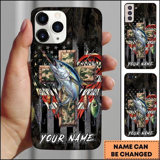 Maxcorners Tuna Fishing Camo Cross Fishing Lure Art Personalized Name Phone Case