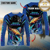 Maxcorners Saltwater Fish Fishing Neon Sport Jersey Style Personalized Name, Team Name Long Sleeve Shirt (6 Breeds)