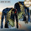 Maxcorners Freshwater Fish Fishing Gold Smoke Premium Sport Style Personalized Name, Team Name Long Sleeve Shirt (6 Breeds)