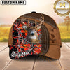 Maxcorners Deer Hunting Brown Leather Framed Woodland Camo Custom Name 3D Cap (6 Colors)