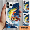 Maxcorners Fishing Phone Case Scale Deep Blue Water Splash Personalized Name 3D Phone Case (10 Fish Species)