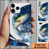Maxcorners Fishing Phone Case Scale Deep Blue Water Splash Personalized Name 3D Phone Case (10 Fish Species)