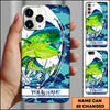 Maxcorners Fishing Phone Case Jumping Blue Camo Water Splash Personalized Name 3D Phone Case (10 Fish Species)