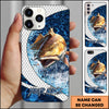 Maxcorners Fishing Phone Case Scale Deep Blue Water Splash Personalized Name 3D Phone Case (10 Fish Species)