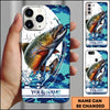 Maxcorners Fishing Phone Case Jumping Blue Camo Water Splash Personalized Name 3D Phone Case (10 Fish Species)
