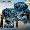 Maxcorners Fishing Geometric Camouflage Splash Art Personalized Name, Team Name Long Sleeve Shirt (9 Breeds)
