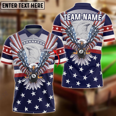 Maxcorners Billiard Ball 8 Eagle Multicolor Option Personalized Name, Team Name 3D Polo Shirt