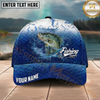Maxcorners Fishing Water Splash Scale Gradient Design Personalized Name Classic 3D Cap (9 Breeds)