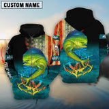 Maxcorners Personalized Name Mahi Mahi Fishing Hoodie 3D