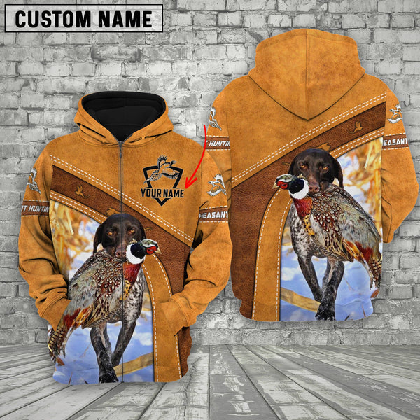 Maxcorners Custom Name Hunting Pheasant Orange Style Shirt 3D All Over Printed Clothes