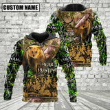 Maxcorners Custom Name Bear Hunting Camo Style Shirt 3D All Over Printed Clothes