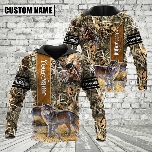 Maxcorners Custom Name Coyote Hunter Camo Style Shirt 3D All Over Printed Clothes