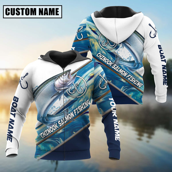 Maxcorners Personalized Chinook Salmon Fishing Jerseys 3D Hoodie