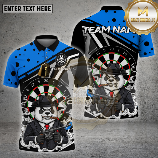 Maxcorners Darts Shirt Gangster Panda Dartboard Multicolor Options Personalized Name, Team Name 3D Shirt (4 Colors)